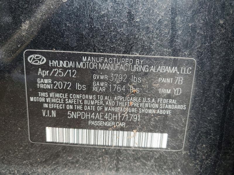 Продаж на аукціоні авто 2013 Hyundai Elantra, vin: 5NPDH4AE4DH171791, номер лоту: 76487835