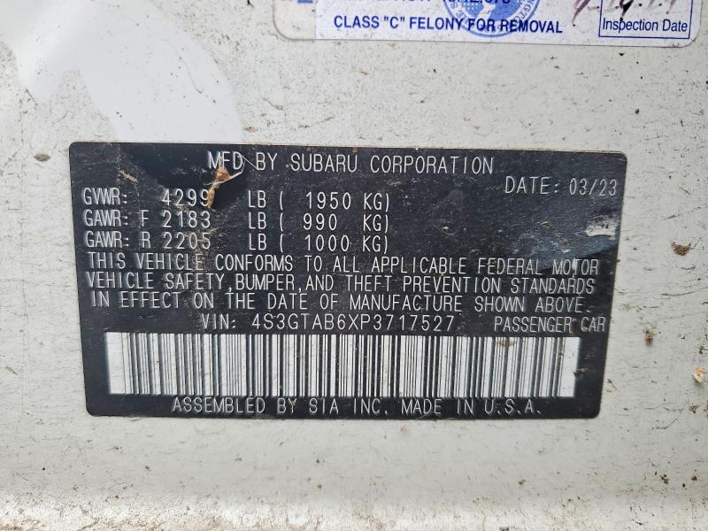 Продаж на аукціоні авто 2023 Subaru Impreza, vin: 4S3GTAB6XP3717527, номер лоту: 76250985