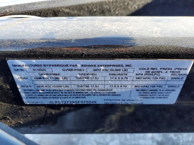 Продажа на аукционе авто 2025 Behnke Trailer, vin: 4L5ST2729SF075549, номер лота: 77205165