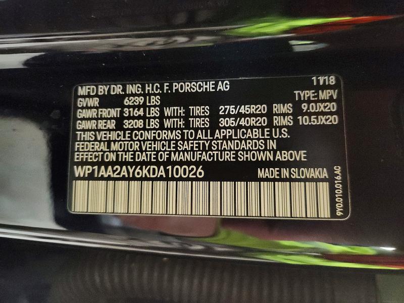 Aukcja sprzedaży 2019 Porsche Cayenne, vin: WP1AA2AY6KDA10026, numer aukcji: 75927185