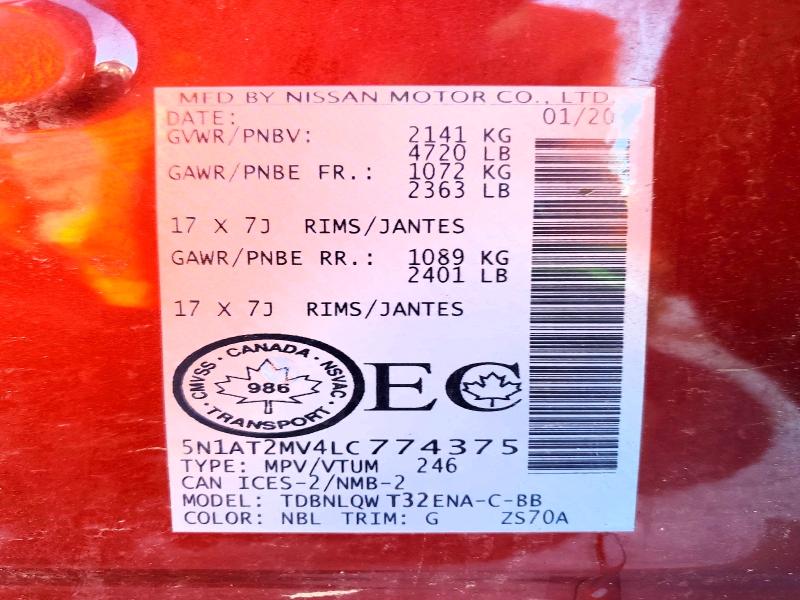 Продаж на аукціоні авто 2020 Nissan Rogue, vin: 5N1AT2MV4LC774375, номер лоту: 76563155