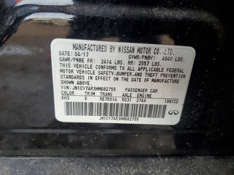Продажа на аукционе авто 2017 Infiniti Q50, vin: JN1CV7AR3HM682755, номер лота: 77935625