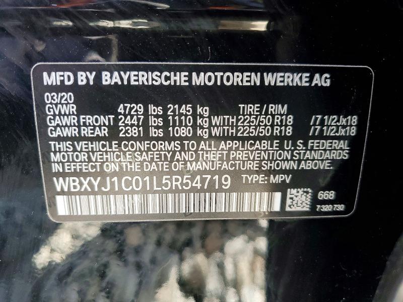 77439675 :رقم المزاد ، WBXYJ1C01L5R54719 vin ، 2020 Bmw X2 مزاد بيع
