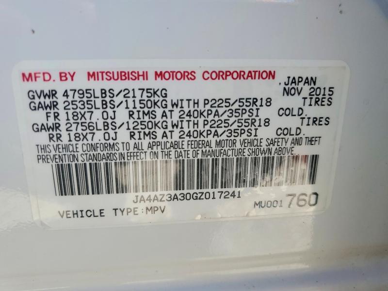 Aukcja sprzedaży 2016 Mitsubishi Outlander, vin: JA4AZ3A30GZ017241, numer aukcji: 78631805