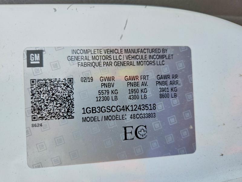 76557215 :رقم المزاد ، 1GB3GSCG4K1243518 vin ، 2019 Chevrolet 3500 E/c I مزاد بيع