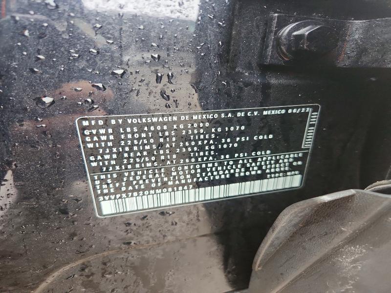 Продажа на аукционе авто 2022 Volkswagen Taos, vin: 3VVPX7B20NM081847, номер лота: 78071595