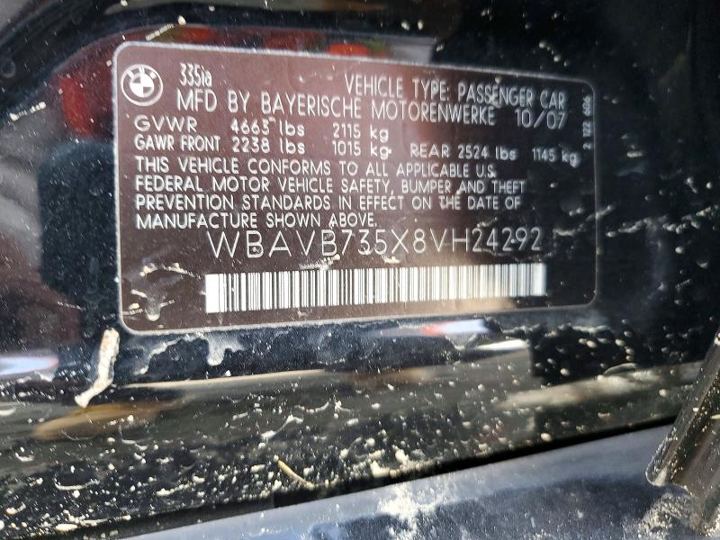 Продаж на аукціоні авто 2008 Bmw 335, vin: WBAVB735X8VH24292, номер лоту: 78683155