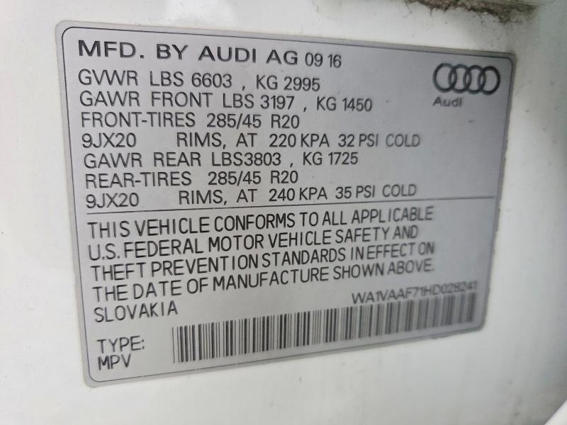 Aukcja sprzedaży 2017 Audi Q7, vin: WA1VAAF71HD028241, numer aukcji: 77630465