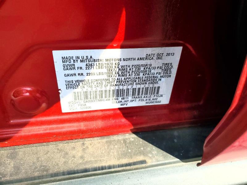 Продаж на аукціоні авто 2014 Mitsubishi Outlander Sport, vin: 4A4AP3AU6EE011459, номер лоту: 73215525