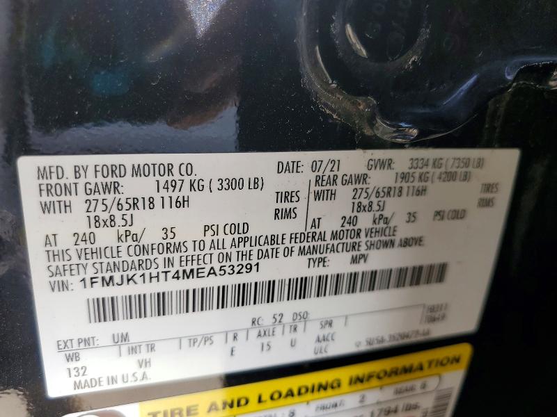 Продаж на аукціоні авто 2021 Ford Expedition, vin: 1FMJK1HT4MEA53291, номер лоту: 77555785