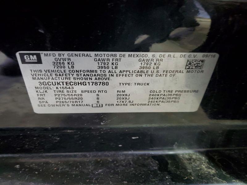 Aukcja sprzedaży 2017 Chevrolet Silverado, vin: 3GCUKTEC8HG178780, numer aukcji: 76374245