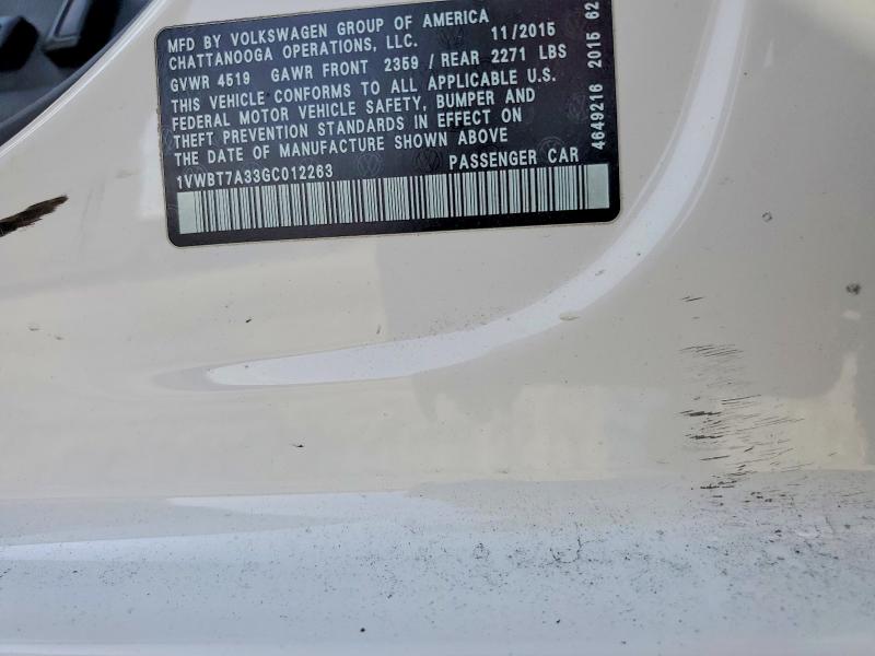 Продаж на аукціоні авто 2016 Volkswagen Passat, vin: 1VWBT7A33GC012263, номер лоту: 78152605