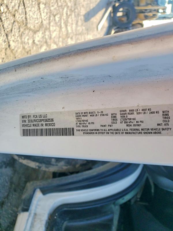 77175125 :رقم المزاد ، 3C6LRVCG8PE562536 vin ، 2023 Ram Promaster 2500 مزاد بيع