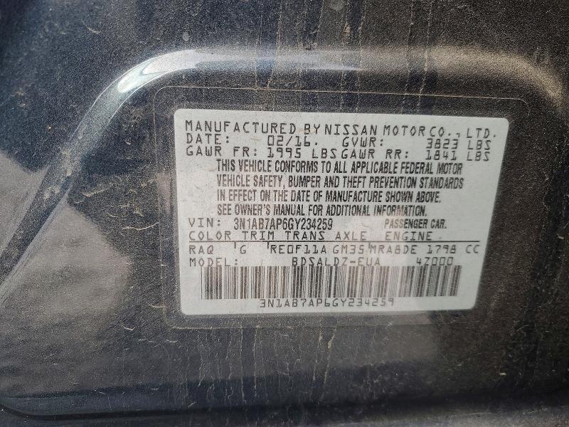Продажа на аукционе авто 2016 Nissan Sentra, vin: 3N1AB7AP6GY234259, номер лота: 78425725