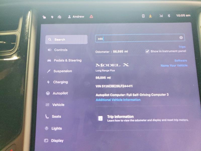 78709285 :رقم المزاد ، 5YJXCBE29LF244411 vin ، 2020 Tesla Model X مزاد بيع