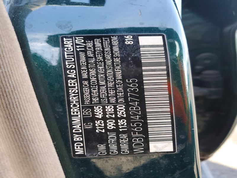 Продаж на аукціоні авто 2002 Mercedes-benz E, vin: WDBJF65J42B477365, номер лоту: 77679705