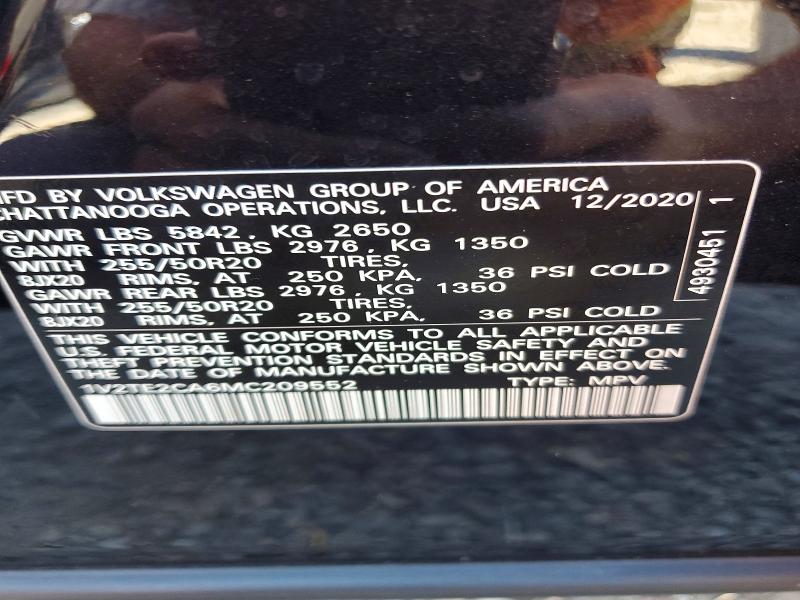 2021 Volkswagen Atlas Cross Sport მანქანა იყიდება აუქციონზე, vin: 1V2TE2CA6MC209552, აუქციონის ნომერი: 78503495