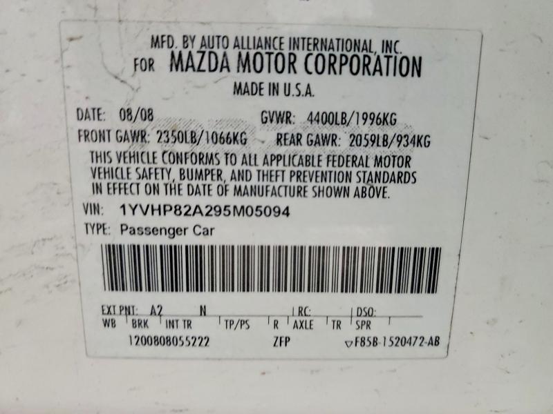 79089735 :رقم المزاد ، 1YVHP82A295M05094 vin ، 2009 Mazda 6 مزاد بيع