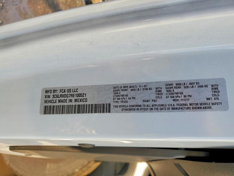 Продаж на аукціоні авто 2024 Ram Promaster 2500, vin: 3C6LRVDG7RE100521, номер лоту: 76375675