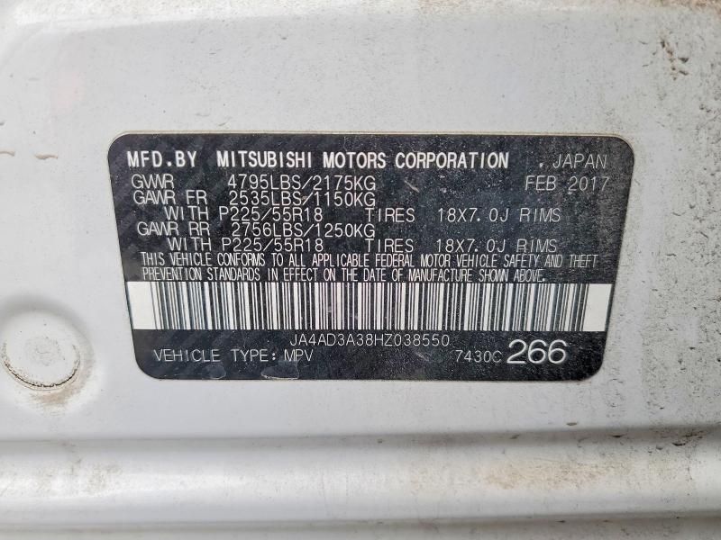 Продаж на аукціоні авто 2017 Mitsubishi Outlander, vin: JA4AD3A38HZ038550, номер лоту: 75207335
