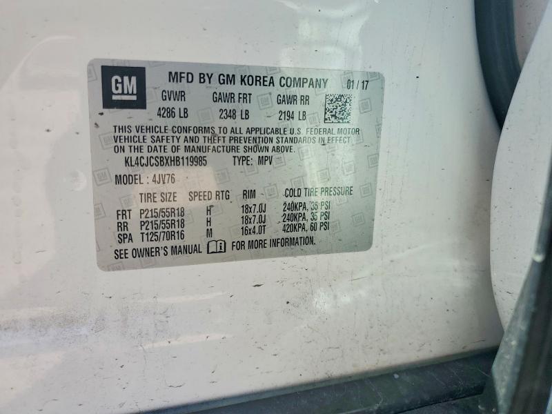 Продажа на аукционе авто 2017 Buick Encore, vin: KL4CJCSBXHB119985, номер лота: 76459245