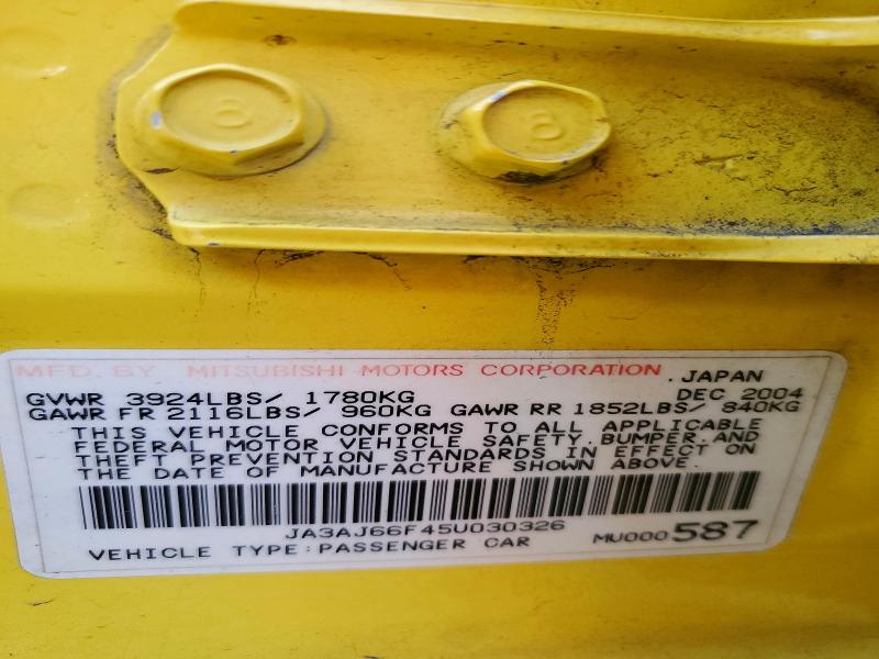 Продаж на аукціоні авто 2005 Mitsubishi Lancer Evolution Mr, vin: JA3AJ66F45U030326, номер лоту: 77230985