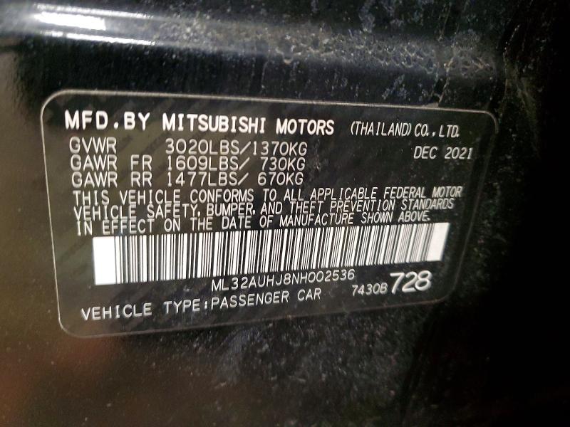 Продаж на аукціоні авто 2022 Mitsubishi Mirage, vin: ML32AUHJ8NH002536, номер лоту: 78303335