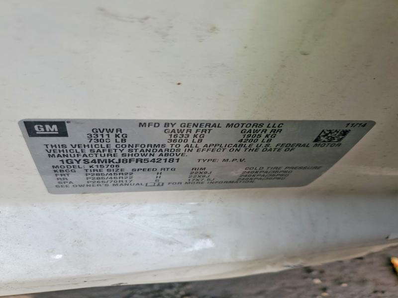 Aukcja sprzedaży 2015 Cadillac Escalade L, vin: 1GYS4MKJ8FR542181, numer aukcji: 77689785