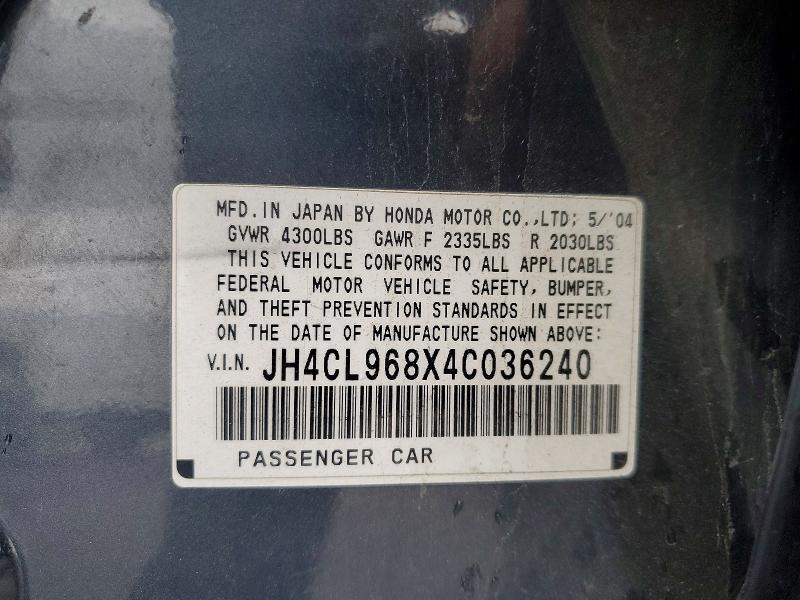 77812435 :رقم المزاد ، JH4CL968X4C036240 vin ، 2004 Acura Tsx مزاد بيع