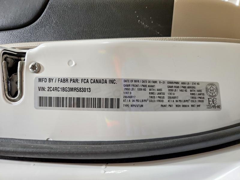 Продажа на аукционе авто 2021 Chrysler Pacifica T, vin: 2C4RC1BG3MR583013, номер лота: 76918915