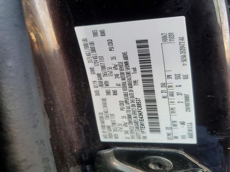 Продаж на аукціоні авто 2019 Ford F150, vin: 1FTEW1E43KFC88537, номер лоту: 77405315