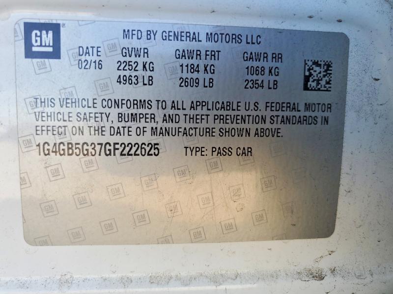 78926095 :رقم المزاد ، 1G4GB5G37GF222625 vin ، 2016 Buick Lacrosse مزاد بيع
