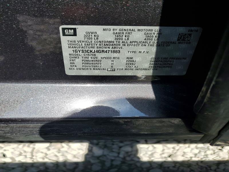 2016 Cadillac Escalade მანქანა იყიდება აუქციონზე, vin: 1GYS3CKJ4GR471883, აუქციონის ნომერი: 76429125