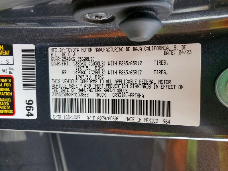 76839215 :رقم المزاد ، 3TMDZ5BNXPM153862 vin ، 2023 Toyota Tacoma مزاد بيع