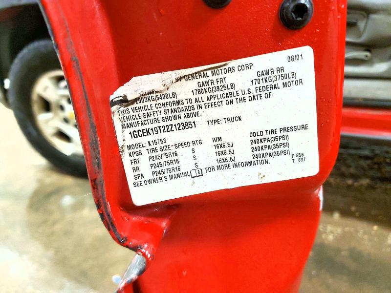 Aukcja sprzedaży 2002 Chevrolet Silverado, vin: 1GCEK19T22Z123851, numer aukcji: 75012805
