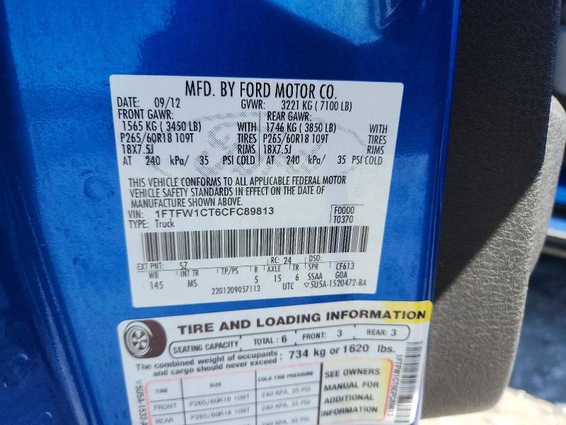 Aukcja sprzedaży 2012 Ford F150, vin: 1FTFW1CT6CFC89813, numer aukcji: 76605285