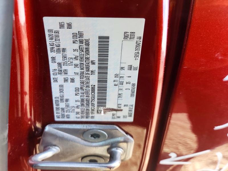 Aukcja sprzedaży 2016 Ford Escape, vin: 1FMCU0F75GUC88862, numer aukcji: 96084675
