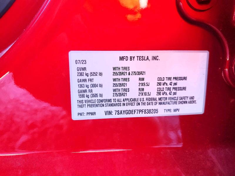 Продажа на аукционе авто 2023 Tesla Model Y, vin: 7SAYGDEF7PF838205, номер лота: 75349395