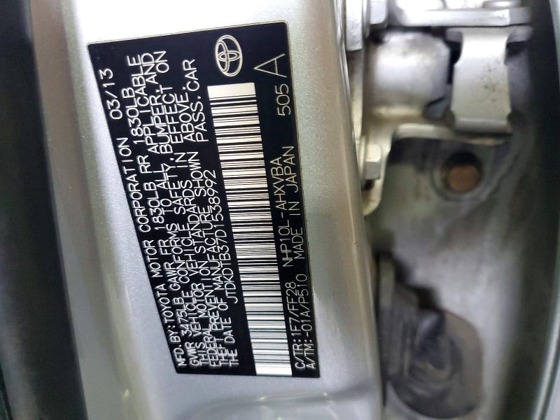 Aukcja sprzedaży 2013 Toyota Prius C, vin: JTDKDTB37D1538992, numer aukcji: 77769805