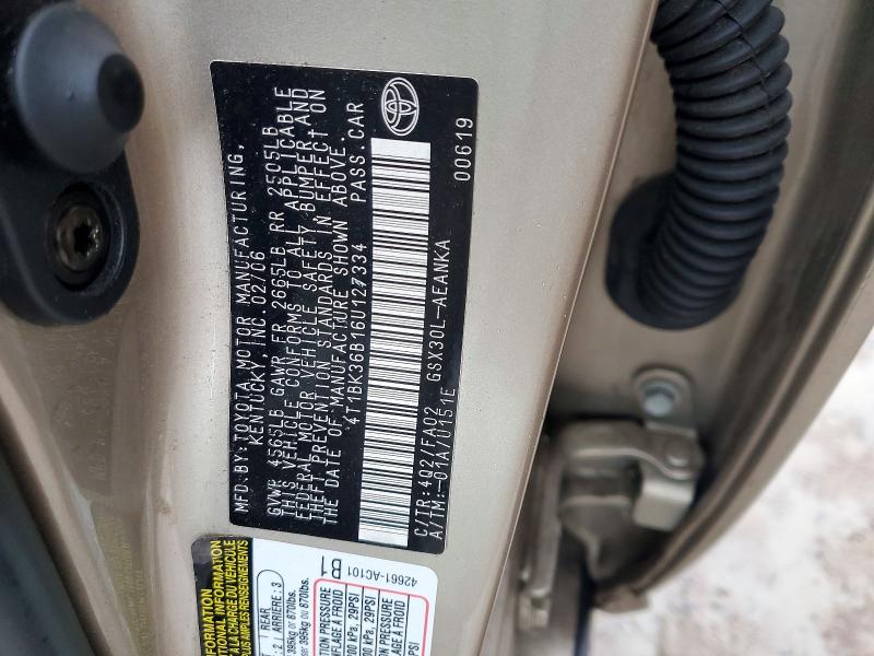 78231195 :رقم المزاد ، 4T1BK36B16U127334 vin ، 2006 Toyota Avalon مزاد بيع