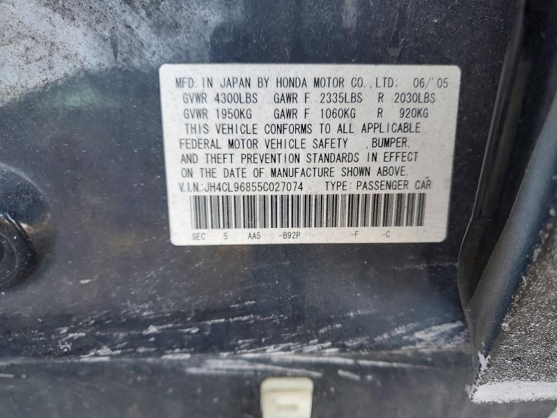Aukcja sprzedaży 2005 Acura Tsx, vin: JH4CL96855C027074, numer aukcji: 75857985