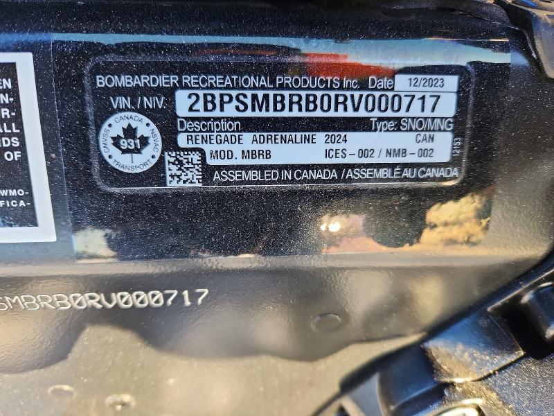Продаж на аукціоні авто 2024 Skidoo Xrs Renega, vin: 2BPSMBRB0RV000717, номер лоту: 75193085