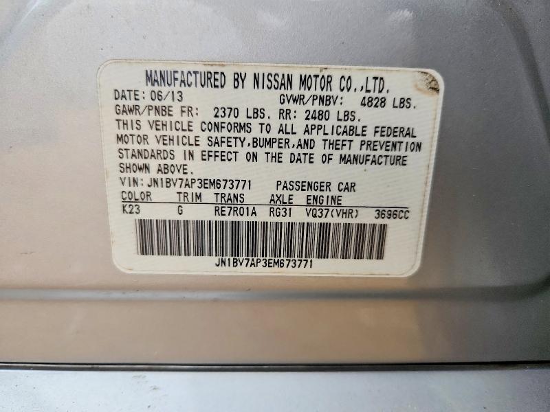 79030985 :رقم المزاد ، JN1BV7AP3EM673771 vin ، 2014 Infiniti Q50 مزاد بيع