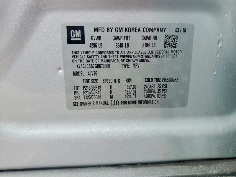 Продаж на аукціоні авто 2016 Buick Encore, vin: KL4CJCSB7GB670308, номер лоту: 78956505