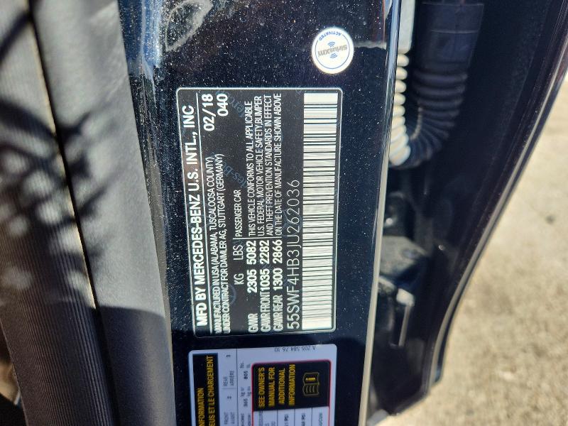 Продаж на аукціоні авто 2018 Mercedes-benz C, vin: 55SWF4HB3JU262036, номер лоту: 78598845