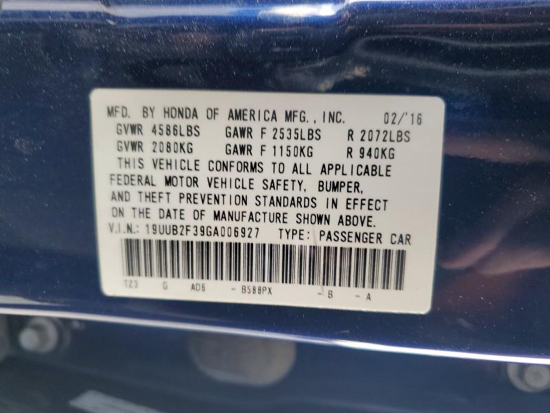 Aukcja sprzedaży 2016 Acura Tlx, vin: 19UUB2F39GA006927, numer aukcji: 78727165