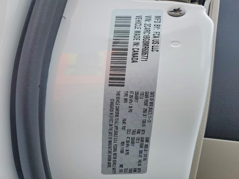 Продажа на аукционе авто 2021 Chrysler Pacifica, vin: 2C4RC1BG8MR606771, номер лота: 78171555