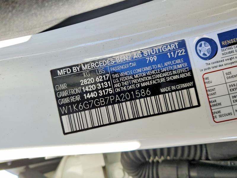 2023 Mercedes-benz S მანქანა იყიდება აუქციონზე, vin: W1K6G7GB7PA201586, აუქციონის ნომერი: 75515165