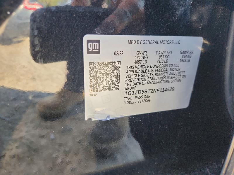 Aukcja sprzedaży 2022 Chevrolet Malibu, vin: 1G1ZD5ST2NF114529, numer aukcji: 76079635