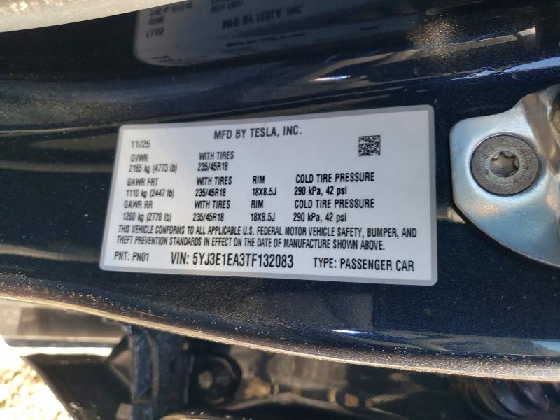 Aukcja sprzedaży 2026 Tesla Model 3, vin: 5YJ3E1EA3TF132083, numer aukcji: 76405315